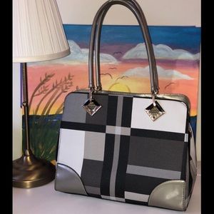 Grey and Black Pattern Handbag